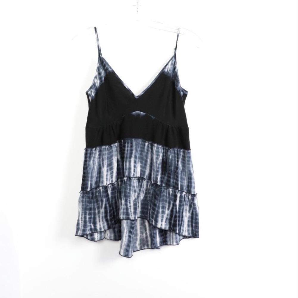 BCBG Max Azria Gisene tie-dye top boho oversized silk ruffle bohemian loose fit